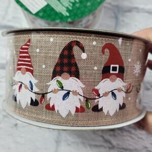 50 yards of Gnome Wire Edge Holiday Ribbon